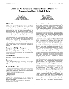 AdHeat: An Influence-based Diffusion Model for Propagating Hints to Match Ads