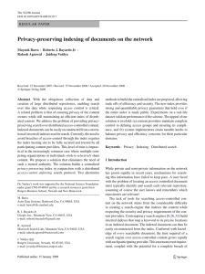 Privacy-preserving indexing of documents on the network Mayank Bawa Rakesh Agrawal