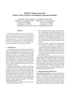 Mobility Changes Anonymity: Mobile Ad Hoc Networks Need Efficient Anonymous Routing