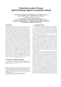 Protecting Location Privacy: Optimal Strategy against Localization Attacks Reza Shokri , George Theodorakopoulos