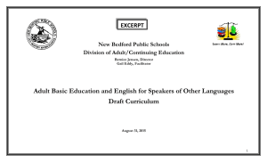 Adult Basic Education and English for Speakers of Other Languages