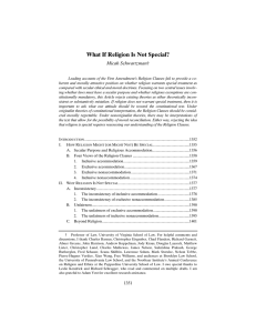 What If Religion Is Not Special? Micah Schwartzman