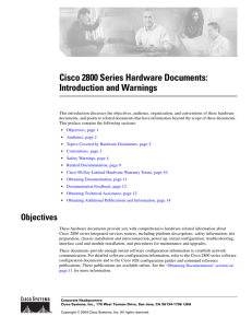 Cisco 2800 Series Hardware Documents: Introduction and Warnings