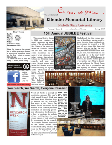 Ellender Memorial Library 15th Annual JUBILEE Festival Nicholls State University Spring 2013