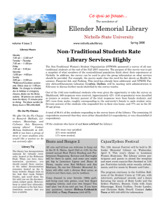 Ellender Memorial Library Non-Traditional Students Rate Library Services Highly Ce qui se passe...