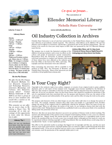 Ellender Memorial Library Oil Industry Collection in Archives Ce qui se passe...