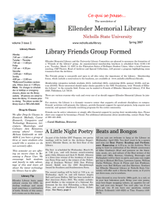 Ellender Memorial Library Library Friends Group Formed Ce qui se passe...