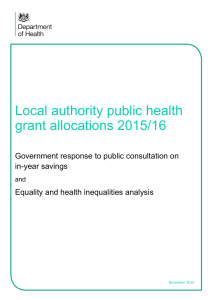 Local authority public health grant allocations 2015/16