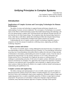 Unifying Principles in Complex Systems Introduction Performance