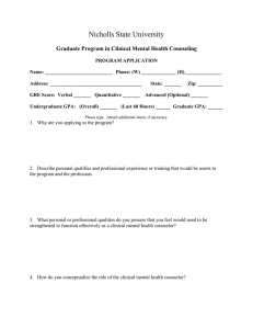 Nicholls State University  Graduate Program in Clinical Mental Health Counseling