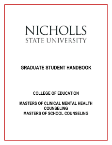 GRADUATE STUDENT HANDBOOK  COLLEGE OF EDUCATION MASTERS OF CLINICAL MENTAL HEALTH