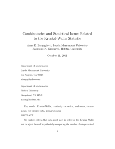 Combinatorics and Statistical Issues Related to the Kruskal-Wallis Statistic