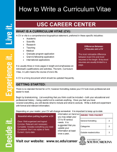 How to Write a Curriculum Vitae USC CAREER CENTER