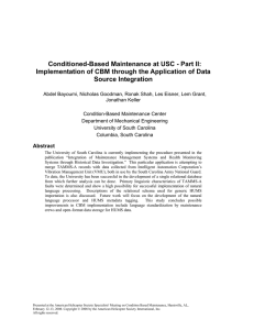 Conditioned-Based Maintenance at USC - Part II: Source Integration