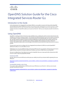 OpenDNS Solution Guide for the Cisco  Integrated Services Router G2  Introduction to this Guide  