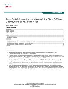 Avaya S8500 Communications Manager 2.1 to Cisco IOS Voice  Application Note