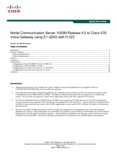 Nortel Communication Server 1000M Release 4.0 to Cisco IOS  Application Note
