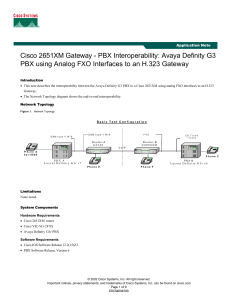 Cisco 2651XM Gateway - PBX Interoperability: Avaya Definity G3