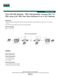 Cisco 2651XM Gateway - PBX Interoperability: Ericsson MD-110