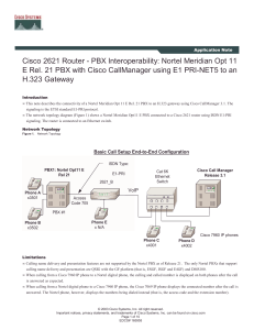 Cisco 2621 Router - PBX Interoperability: Nortel Meridian Opt 11