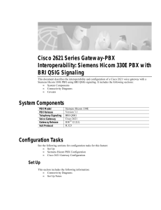 Cisco 2621 Series Gateway-PBX Interoperability: Siemens Hicom 330E PBX with