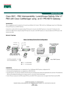 Cisco 2621 - PBX Interoperability: Lucent/Avaya Definity G3si V7