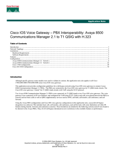Cisco IOS Voice Gateway – PBX Interoperability: Avaya 8500