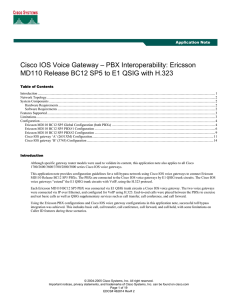 Cisco IOS Voice Gateway – PBX Interoperability: Ericsson  Application Note