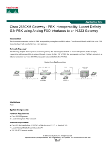 Cisco 2650XM Gateway - PBX Interoperability: Lucent Definity