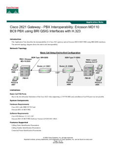 Cisco 2621 Gateway - PBX Interoperability: Ericsson MD110