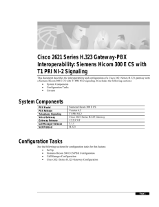 Cisco 2621 Series H.323 Gateway-PBX T1 PRI NI-2 Signaling
