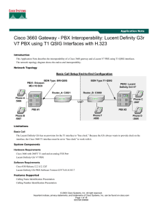 Cisco 3660 Gateway - PBX Interoperability: Lucent Definity G3r