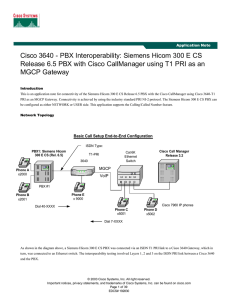 Cisco 3640 - PBX Interoperability: Siemens Hicom 300 E CS
