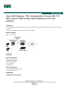 Cisco 3640 Gateway - PBX Interoperability: Ericsson MD-110