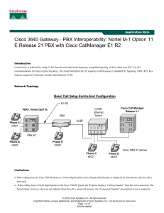 Cisco 3640 Gateway - PBX Interoperability: Nortel M-1 Option 11