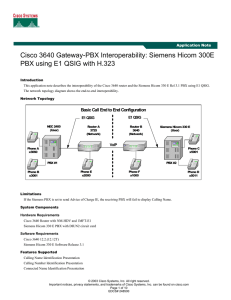 Cisco 3640 Gateway-PBX Interoperability: Siemens Hicom 300E  Application Note