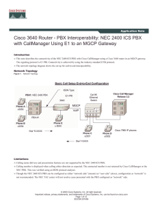 Cisco 3640 Router - PBX Interoperability: NEC 2400 ICS PBX