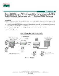 Cisco 3640 Router -PBX Interoperability: Nortel Meridian Opt11C