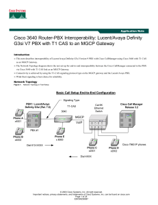 Cisco 3640 Router-PBX Interoperability: Lucent/Avaya Definity