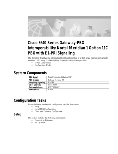 Cisco 3640 Series Gateway-PBX Interoperability: Nortel Meridian 1 Option 11C