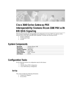 Cisco 3640 Series Gateway-PBX Interoperability: Siemens Hicom 330E PBX with