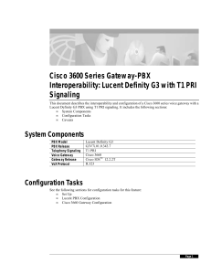 Cisco 3600 Series Gateway-PBX Interoperability: Lucent Definity G3 with T1 PRI Signaling