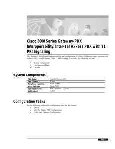 Cisco 3600 Series Gateway-PBX Interoperability: Inter-Tel Axxess PBX with T1 PRI Signaling