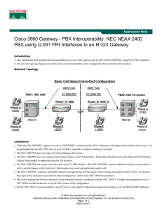 Cisco 3660 Gateway - PBX Interoperability: NEC NEAX 2400