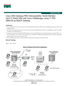 Cisco 3640 Gateway-PBX Interoperability: Nortel Meridian