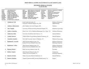 NRMP MEDICAL SCHOOL MATCH RESULTS AS OF MARCH 16, 2012