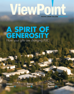 A SPIRIT OF GENEROSITY How your gifts are changing PUC Giving