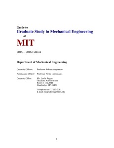 MIT Graduate Study in Mechanical Engineering  at