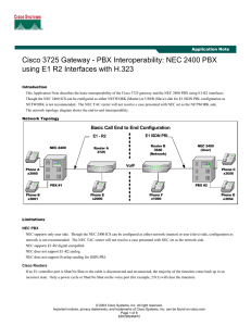 Cisco 3725 Gateway - PBX Interoperability: NEC 2400 PBX  Application Note