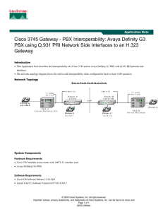 Cisco 3745 Gateway - PBX Interoperability: Avaya Definity G3